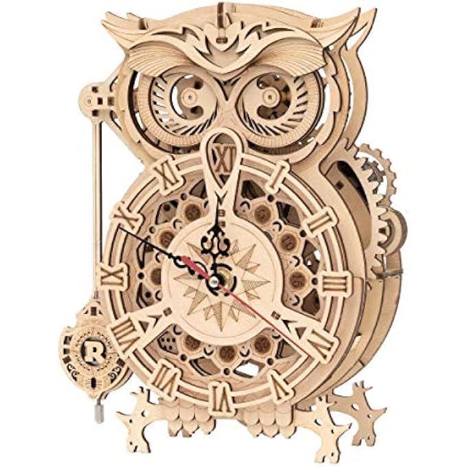 OWL CLOCK 3D WOODEN MODEL KITS FOR ADULTS WOODEN PUZZLE FOR ADULT - Image 1